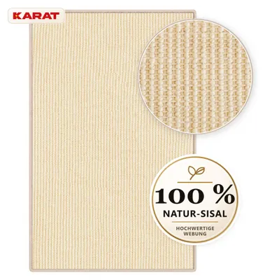 Productafbeelding van Sisal vloerkleed op maat, Goa, natuurlijke vloerkleed, gangtapijt van 100% sisal met latex rug, crème kleur, 40 x 500 cm
