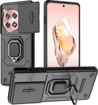 Produktbild von OnePlus 12R Hülle - Coverup Ring Ständer Back Cover mit Kamera Schutz - Schwarz