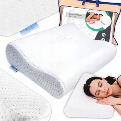 Produktbild von Ergonomisches Kissen aus Memory-Schaum - Profiliertes & Orthopädisches Kopfkissen- Nackenstützkissen für angenehmen Schlaf - 48 x 34 cm