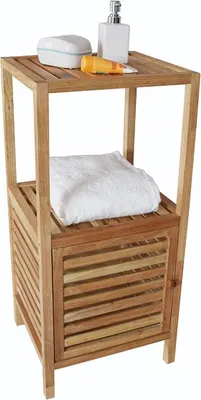 Produktbild von Badregal mit 3 Ablagen aus Walnussholz Badzimmerregal Handtuchregal Holzregal