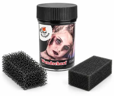 Produktbild von Wundschorf 15 ml inkl. grobem Schwamm – Dickflüssiges Krustenblut/Kunstblut für Halloween Make-up, Zombie, Vampir, Horror Wunden, Cosplay, Fasching & SFX