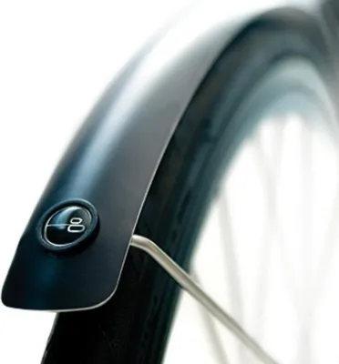 Close-up of a bicycle fender.