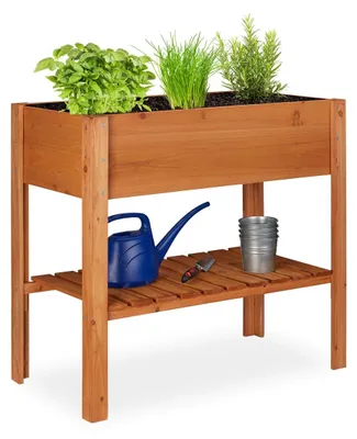 Imagen del producto de Jardinera de madera - Bancal de huerto - 80 x 88 x 43,5 cm - Marrón claro - Para balcón y terraza