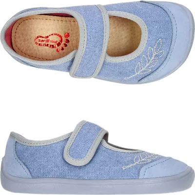 Produktbild von Mädchen sneaker ballerinas 3F 3BE2/1R bar3foot super flexi blau barefoot, klettverschluss