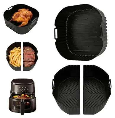 Zdjęcie produktu dla Foremki silikonowe do frytkownic airfryer kwadratowe zestaw 3 sztuk