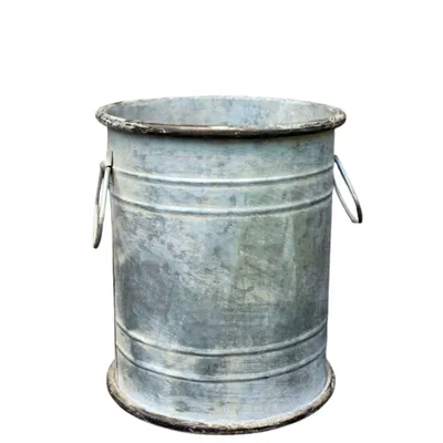 Produktbild von Runder Zink Pflanztopf mit Griffen, rostiger Stil, H 26 cm, Ø 21,5 cm