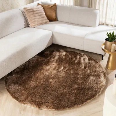 Image de Volero - Tapis rond à poils longs - Glorious Taupe - Ø 160 cm