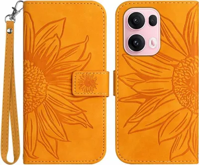 Produktbild von OPPO Reno13 Pro 5G Hülle - Coverup Sonnenblume Klapphülle mit Schlüsselband - Orange