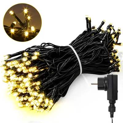 Imagen del producto de Guirnalda de luces de 30 metros, 300 LEDs. Guirnalda de luces LED, cortina de luces. Resistente al agua, para uso interior y exterior. Ideal para fiestas, jardines y decoración. 8 modos de luz, luz blanca cálida