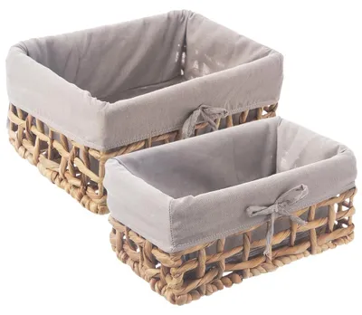 Produktbild von Orion | Körbe 2er Set - 26,5x17 / 30,5x20,5 cm - Wasserhyazinthe Geflecht - mit herausnehmbarem Futter