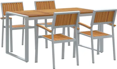 Produktbild von vidaXL Garten Essgruppe 5 pcs Grau Massivholz Akazie