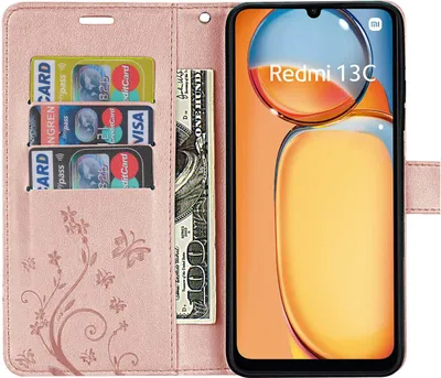 Produktbild von Hülle Xiaomi Redmi 13C /Poco C65, Handy Tasche Handyhülle Wallet Case Flip Cover Rosegold
