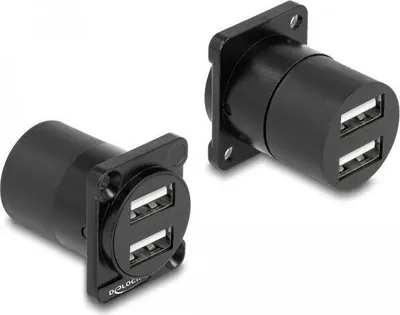 Produktbild von DeLOCK D-Typ Modul USB 2.0 Typ-A 2 x Buchse zu 2 x Buchse, USB A, USB A, Schwarz