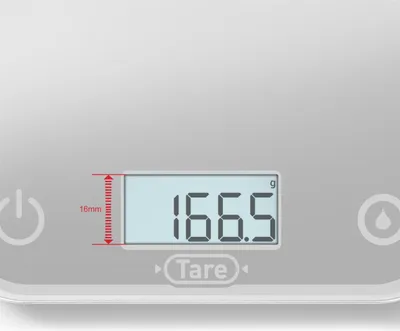 A close-up of a digital kitchen scale displaying a weight measurement.