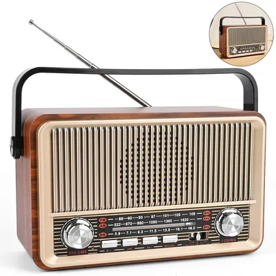 Produktbild von Retro Radio AM/FM/SW Bluetooth – Tragbares Vintage Radio mit 1800mAh Akku, AUX, USB & TF Musikwiedergabe