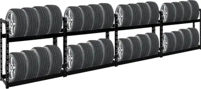 Produktbild von Mega Deal | 4x Reifenregal Tiger | HxBxT 100x110x35cm | 150kg Fachlast | bis zu 32 Reifen | mit Ebenen | Schwarz