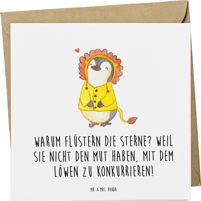 Produktbild von Mr. & Mrs. Panda Grußkarte Sterne und Löwe - Weiß - Geschenk, Geschenke Astrologie, doppelkarte, Klappkarte, Mut, Tierkreiszeichen, Sternzeichen, Löwenmut, anlasskarte