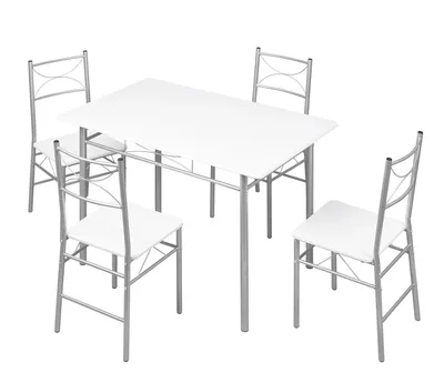 Productafbeelding van Eetkamerset - Eettafelset - Eethoek - Diningset - Keukentafelset - Wit - Rechthoekige MDF Tafel