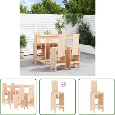 Produktbild von The Living Store 5-tlg. Gartenbar-Set Massivholz Kiefer