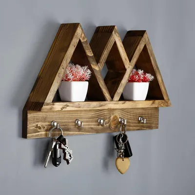 Obrázok produktu pre Skye Decor, elegantná nástenná polička z 100% masívneho dreva, 42x25x6 cm, hnedá