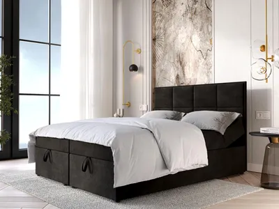 Obrázek produktu pro Čalouněná boxspringová postel 180x200 RAHIFA - černá