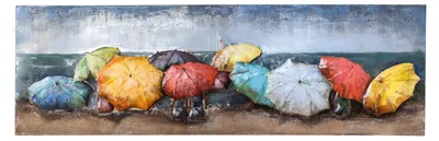 Zdjęcie produktu dla Gilde GILDE Gallery, Bild, rechteckig, "Beach Of Parasols", Regenschirmmotiv, Strandmotiv, Metall, blau, braun, mehrfarbig, VE 1, L. 6 cm, B. 180 cm, H. 60 cm 38869 4009079388695