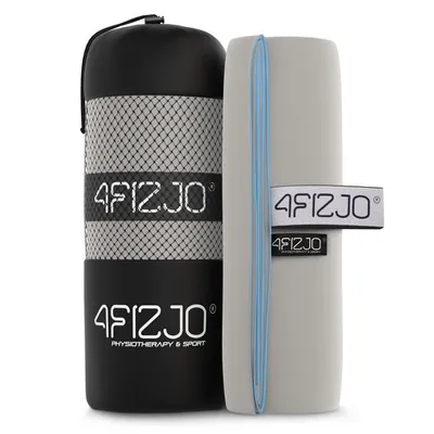 Produktbild von 4FIZJO Mikrofaser Sport- und Reisehandtuch 90 x 50 cm, schnelltrocknend, leicht und kompakt, grau