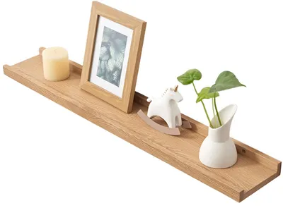 Produktbild von Fotoregal aus Holz, 100 cm massives Eichenregal, schwebendes Regal, Wandregal, Gewürzregal, Hängeregal, ideal für Wohnzimmer, Schlafzimmer, Badezimmer (100 cm x 15 cm)