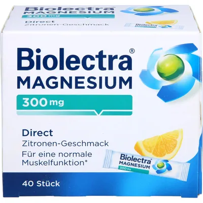 Produktbild von Biolectra Magnesium 300 mg direct Zitronengeschmack Pellets in Sticks, 40 St. Beutel