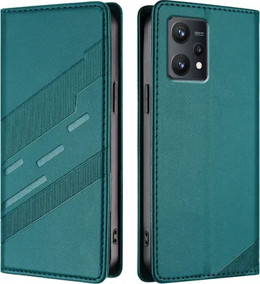 Produktbild von Hülle für Realme 9 4G, Kunstleder Brieftaschen Handyhülle mit Kartenfach und Standfunktion Grün