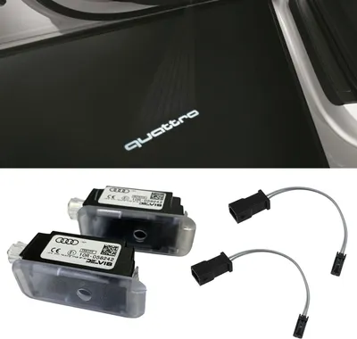 Produktbild von Original Audi Qauttro LED Einstiegsbeleuchtung Tür Logo + Adapter für viele Audi