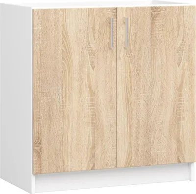Produktbild von TRIVORA Unterschrank für Spülbecken – Breite 80 cm, Weiß/Sonoma Eiche