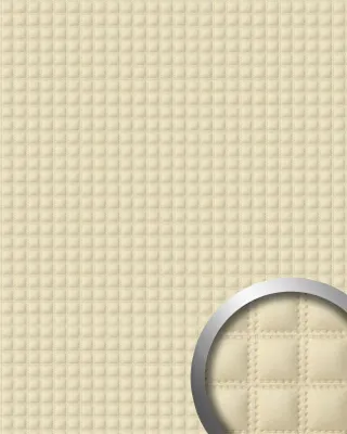 Image de WallFace 14277 QUADRO Panneau autocollant simili cuir capitonné crème 2,6 m2
