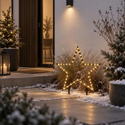 Produktbild von Luca Lighting LED Gartenstecker Stern 86 LED warmweiß 73 cm schwarz