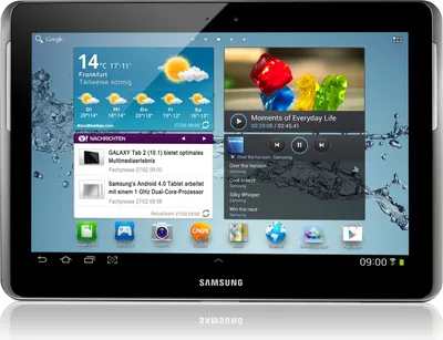 Produktbild von Samsung Galaxy Tab 2 GT-P5100 Tablet - 25,7 cm (10,1 Zoll) WXGA - 16 GB - Android 4.0 Ice Cream Sandwich - 3G - Silber - Dual-Core 1 GHz - microSD Unterstützt - 1280 x 800 - UMTS, HSPA+, EDGE, GPRS, HSUPA - 3,2 Megapixel Kamera vorne