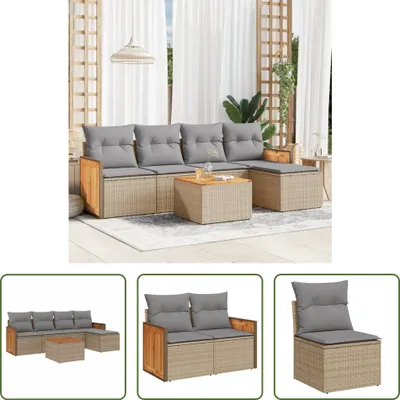 Produktbild von The Living Store 6-tlg. Garten-Sofagarnitur mit Kissen Beige Poly Rattan