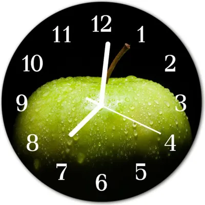 Produktbild von Glasuhr Wanduhr Küchenuhr Echt-Glas 30fi cm Apfel grün