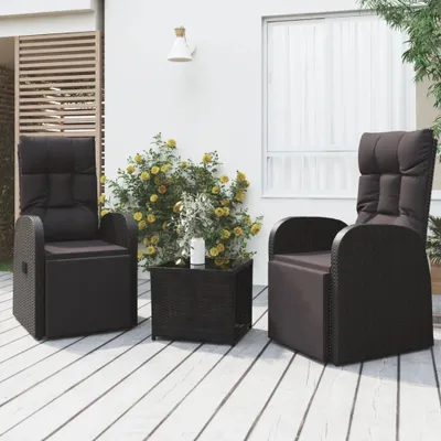 Image de Maison Exclusive - Ensemble de salon de jardin 3 pcs noir poly rotin et acier