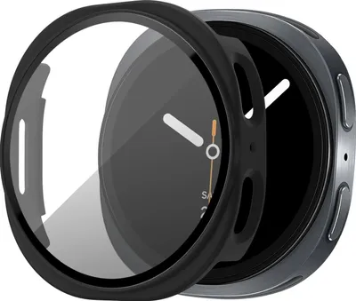 Produktbild von Bandz PC-Hartschalenetui mit Bildschirmschutz - passend für Samsung Galaxy Watch 8 - 40mm - Hartplastik-Schutzhülle - Vollschutz (schwarz)