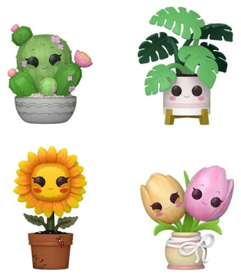 Imagen del producto de POP! Flora: 4 figuras: cactus, monstera, girasol, tulipán