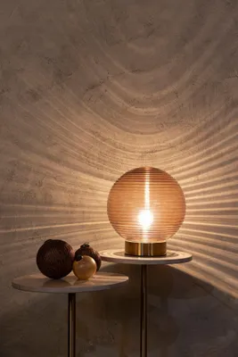 Zdjęcie produktu dla Lampa stołowa PTMD Korrin - 30x30x34 cm - Szkło - Brązowy