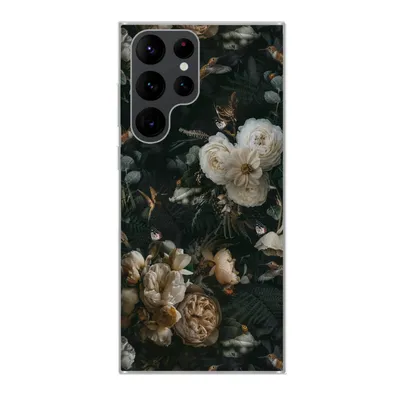 Produktbild von MuchoWow® Handyhülle Schutzhülle Hülle für Samsung Galaxy S22 Ultra Blumen - Muster - Vogel Silikon Softcase Handy Hülle - Abbildung