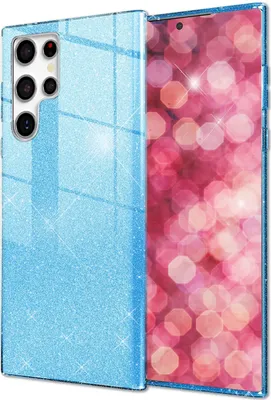 Produktbild von NALIA Hybrid Glitzerhülle für Samsung Galaxy S24 Ultra Hülle, Glänzende Glitzer Schutzhülle mit verstärktem Silikon Blau
