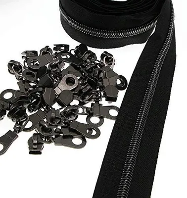 Reißverschlussband 9 m + 25 Schieber, schwarz, #5, 32 mm