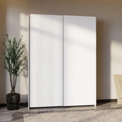 Immagine prodotto di Forte HOME NOOK Mobile multiuso 150 40, moderno mobile a 2 ante scorrevoli, per corridoio, in materiale derivato dal legno, bianco, larghezza 150,1 cm x altezza 210 cm x profondità 39,1 cm