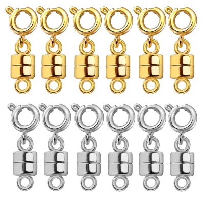 Magnetische Kettenschlösser, 12 Stück, Gold & Silber, 18×6 mm