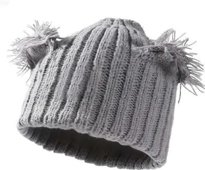 Produktbild von INF Niedliche Strickmütze mit Ohrenklappen - Doppellagige, warme Wintermütze Grau