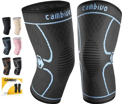 Immagine prodotto di CAMBIVO 2 Pezzi Ginocchiera Ortopedica di Compressione, Tutore Ginocchio Antiscivolo, Ginocchiere Palestra Elastica per Legamenti, Menisco, Sport, Corsa, Gym