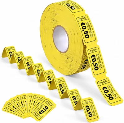 Productafbeelding van Consumptiemunten op rol - 1000 stuks - Waarde 0,50 euro - Geperforeerd - Voor festival en horeca