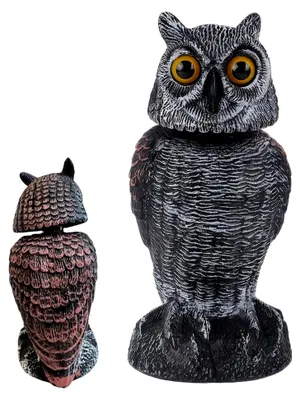 Produktbild von Eulenattrappe zur Vogelabwehr - Realistische Skulptur mit drehbarem Kopf für Garten und Terrasse